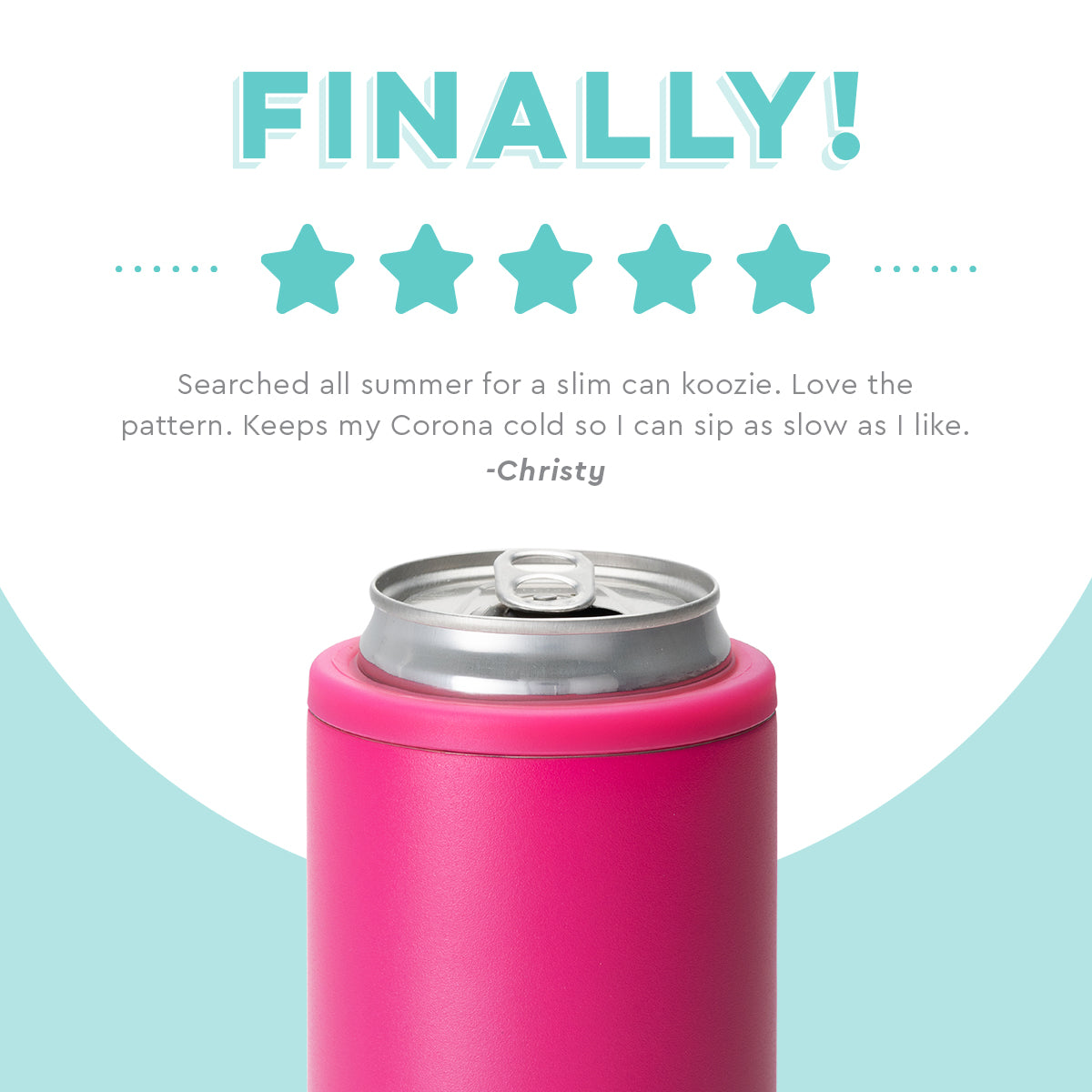Matte Hot Pink Skinny Can Cooler