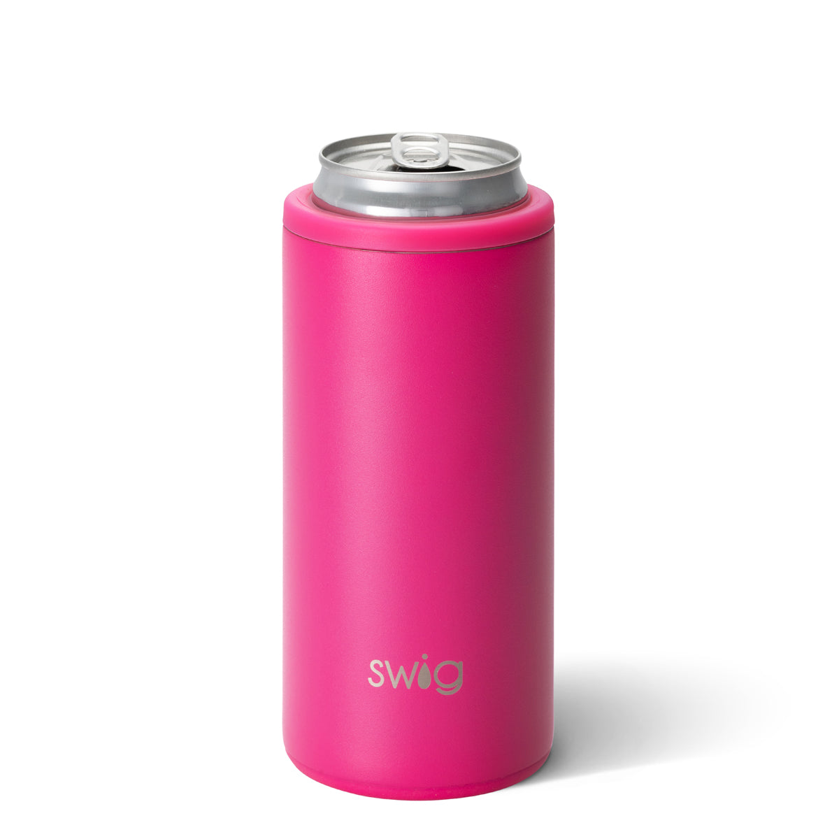 Matte Hot Pink Skinny Can Cooler