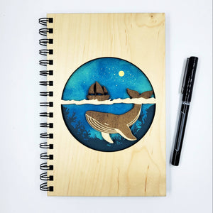 Sea voyage wood journal - blank / lined coastal notebook