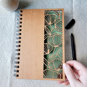 Floral cutout wood journal- Eco-friendly blank / lined pages