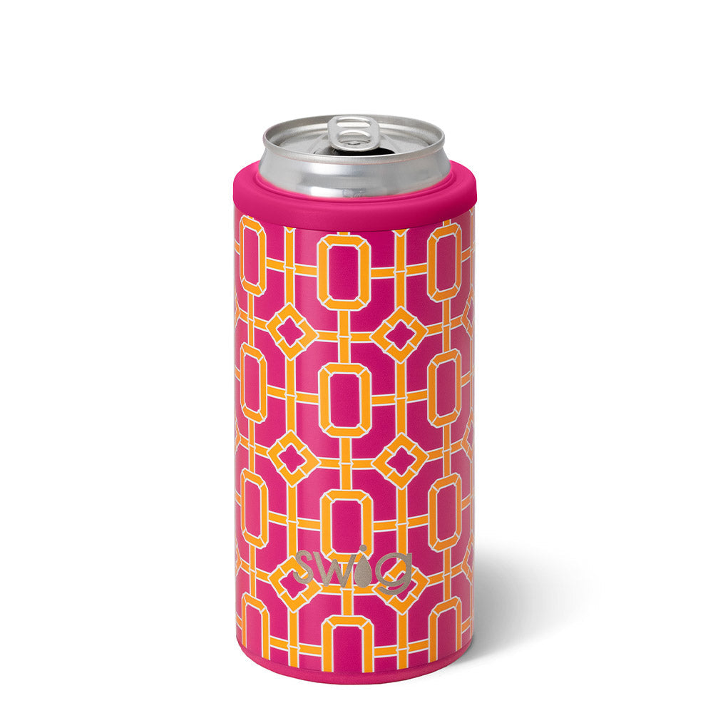 Pink Bamboo Trellis Skinny Can Cooler (12oz)